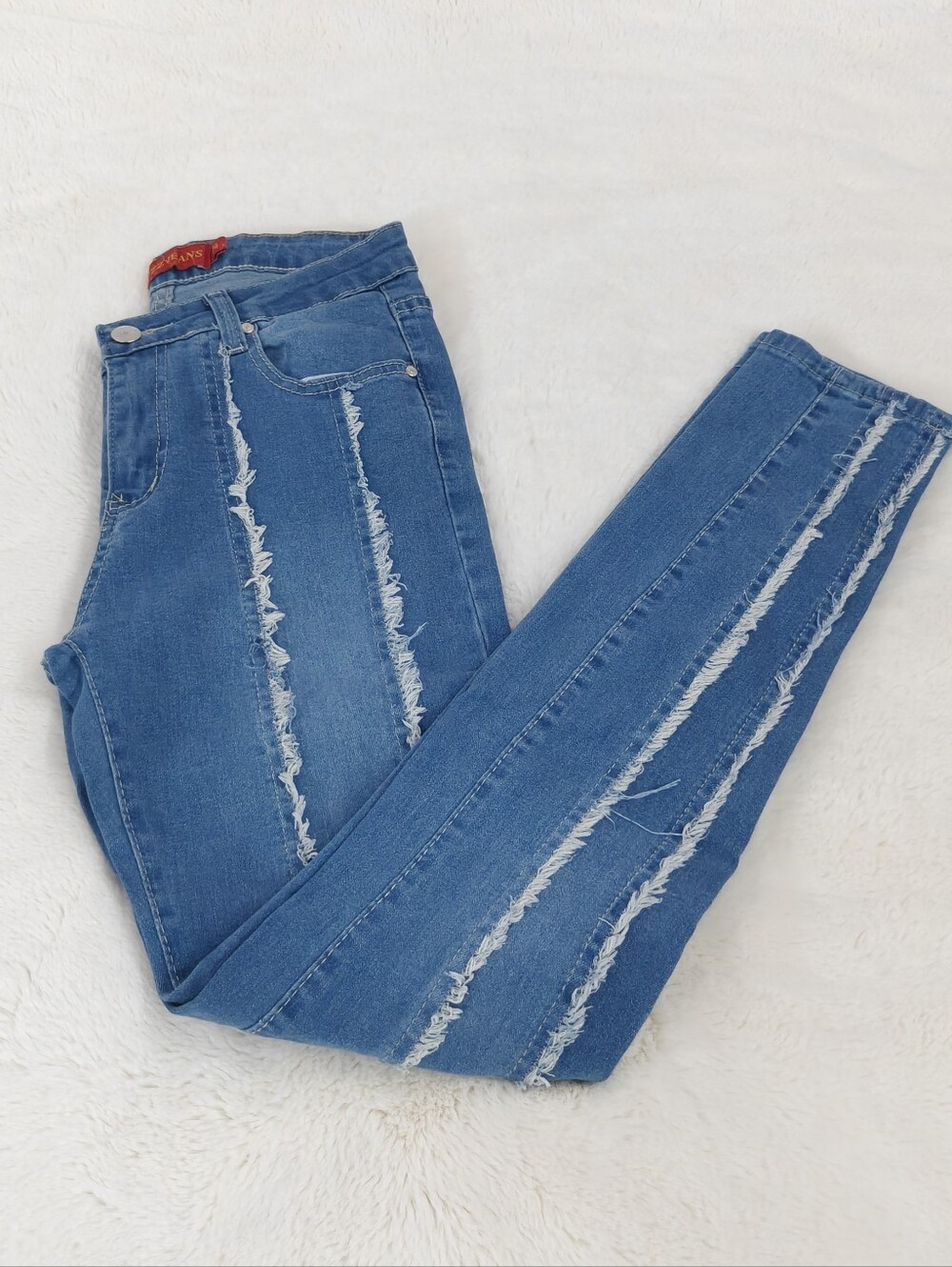 Y2K Buzz Jeans Frayed Fringe Seam Skinny Jeans XS/S